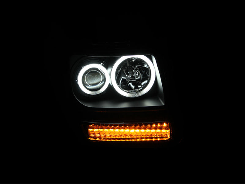 ANZO USA Dodge Nitro Projector Headlights W/ Halo Black Ccfl G2; 2007-2012 - eliteracefab.com