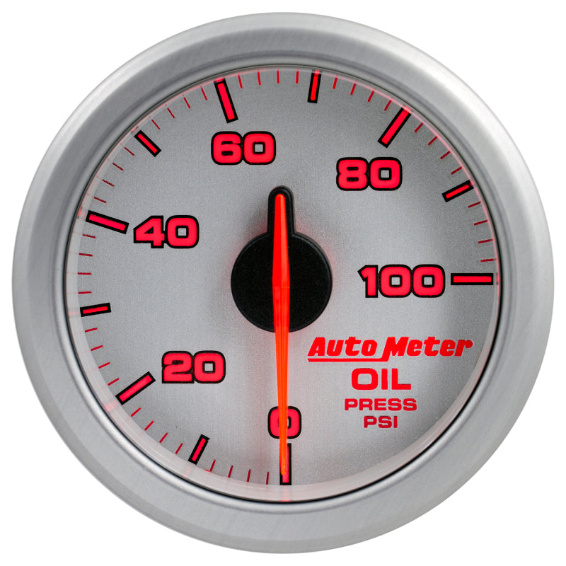 Autometer Airdrive 2-1/6in Oil Pressure Gauge 0-100 PSI - Silver