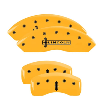MGP 4 Caliper Covers Engraved F & R Cadillac Yellow Finish Black Char 2004 Cadillac Escalade EXT MGP
