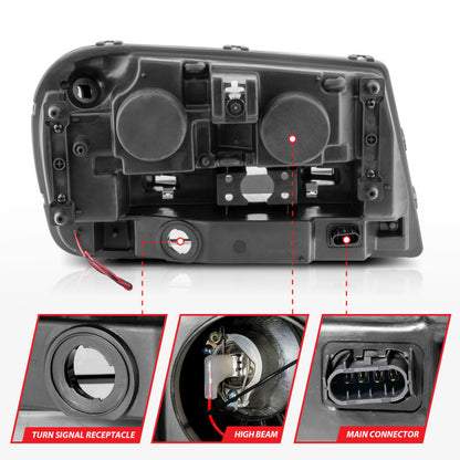ANZO 02-09 Chevrolet Trailblazer (Will Not Fit 06-09 LT) Projector Headlights w/Halo Black Housing 111572