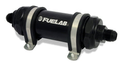 Fuelab 828 In-Line Fuel Filter Long -10AN In/Out 6 Micron Fiberglass - Black - eliteracefab.com