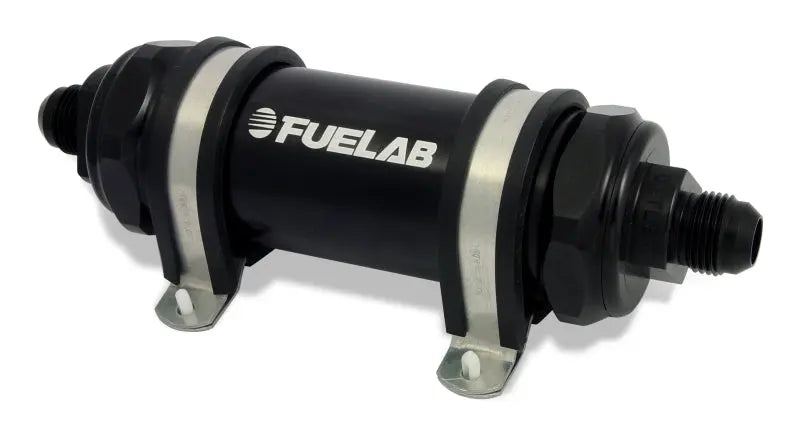 Fuelab 828 In-Line Fuel Filter Long -8AN In/Out 6 Micron Fiberglass - Black - eliteracefab.com