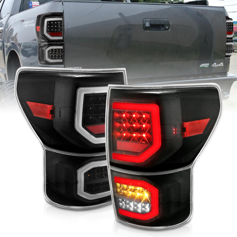 ANZO 2007-2013 Toyota Tundra LED Taillights Plank Style Black w/Clear Lens - eliteracefab.com