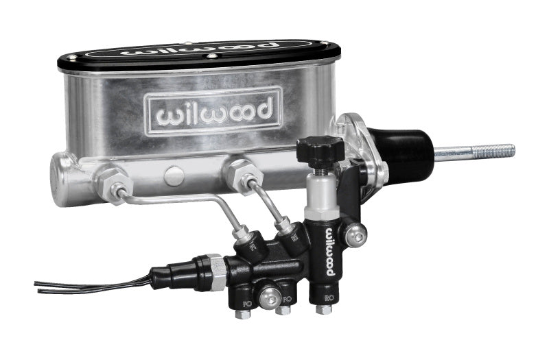 Wilwood HV Tandem M/C Kit w L/H Bracket & Prop Valve - 7/8in Bore Ball Burnished-W/Pushrod Wilwood