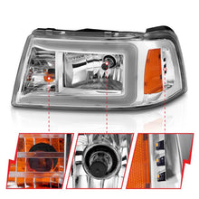 Load image into Gallery viewer, ANZO 2001-2011 Ford Ranger Crystal Headlights w/ Light Bar Chrome Housing - eliteracefab.com