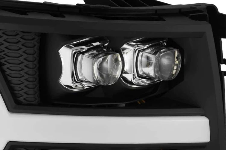 AlphaRex 07-13 Chevy 1500HD NOVA LED Proj Headlights Plank Style Gloss Blk w/Activ Light/Seq Signal - eliteracefab.com