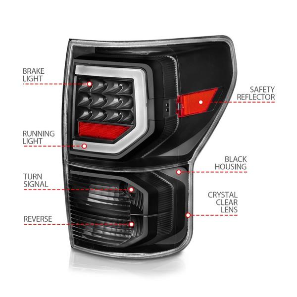 Anzo 07-11 Toyota Tundra Full LED Tailights Black Housing Smoke Lens G2 (w/C Light Bars) - eliteracefab.com