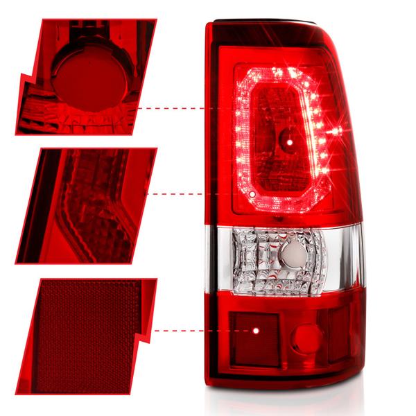 ANZO 2001-2011 Ford Ranger LED Tail Lights w/ Light Bar Chrome Housing Clear Lens - eliteracefab.com