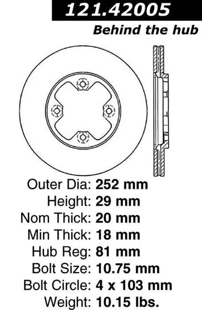 CENTRIC PERFORMANCE BRAKE ROTOR, 121.42005 - eliteracefab.com