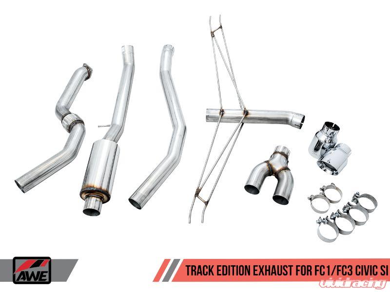 AWE Tuning 2016+ Honda Civic Si Track Edition Exhaust w/Front Pipe & Dual Chrome Silver Tips - eliteracefab.com