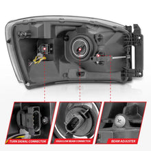 Load image into Gallery viewer, Anzo 06-09 Dodge RAM 1500/2500/3500 Headlights Chrome Housing/Clear Lens (w/ Light Bars) - eliteracefab.com