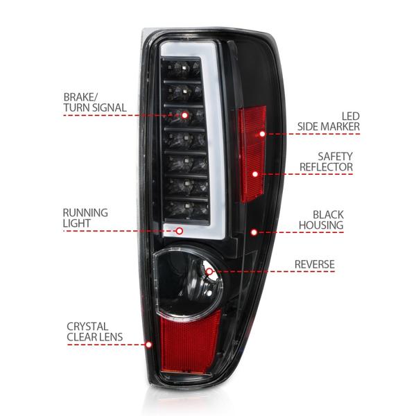 ANZO 2007-2013 GMC Sierra LED Tail Lights w/ Light Bar Black Housing Smoke Lens - eliteracefab.com