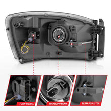 Load image into Gallery viewer, Anzo 06-09 Dodge RAM 1500/2500/3500 Headlights Chrome Housing/Clear Lens (w/Switchback Light Bars) - eliteracefab.com