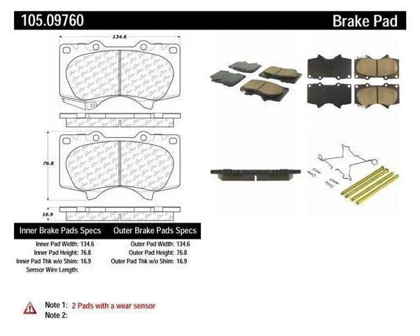 POSIQUIET 00-08 TOYOTA TUNDRA/4RUNNER/SEQUOIA FRONT CERAMIC BRAKE PADS, 105.09760 - eliteracefab.com