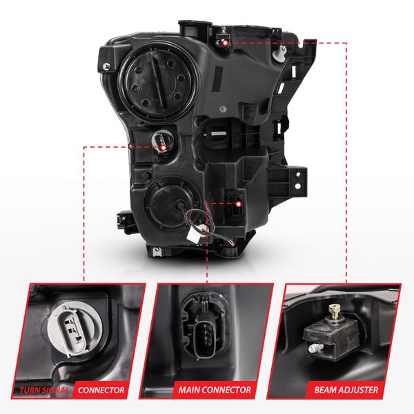 Anzo 15-17 GMC Yukon/Yukon XL Projector Headlights Black Housing/Clear Lens (w/ Light Bars) - eliteracefab.com