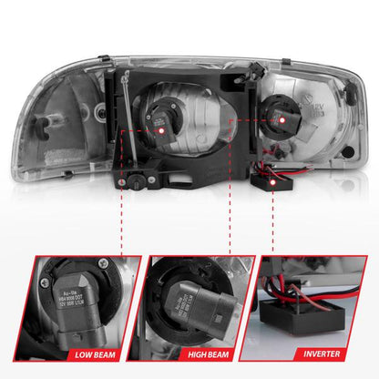 Anzo 99-17 GMC Sierra/Denali Headlights Chrome Amber (w/C Light Bars) - eliteracefab.com