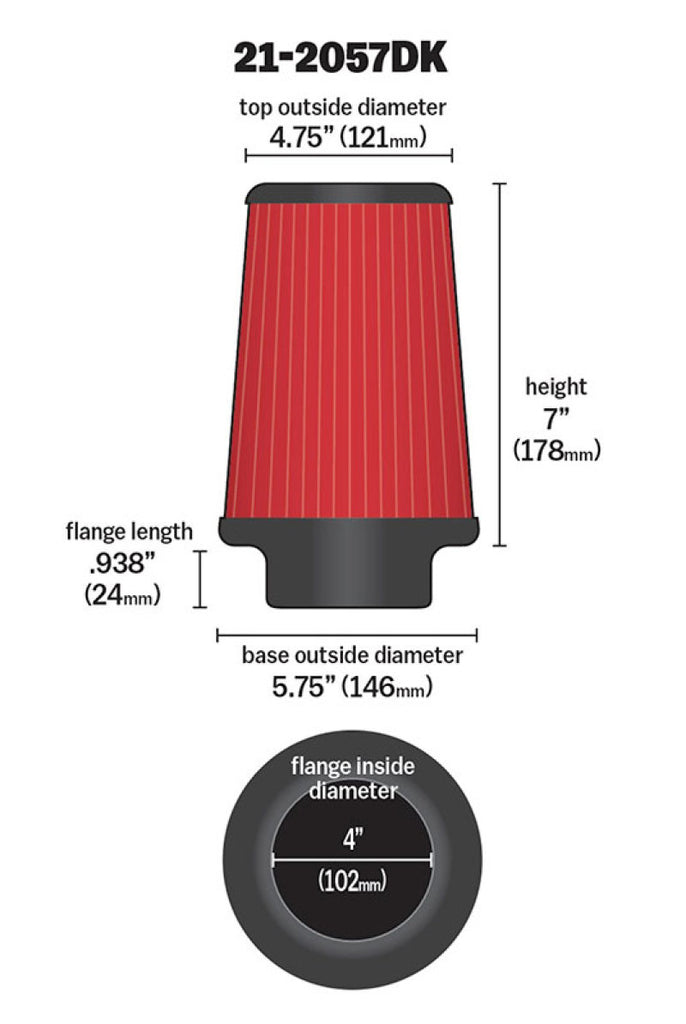 AEM DryFlow Air Filter Kit 4in x 7in DRYFLOW - eliteracefab.com