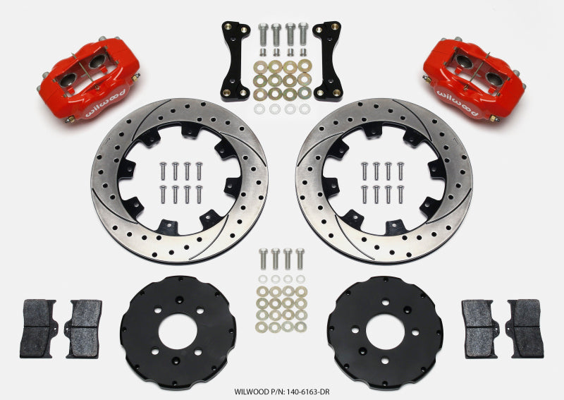 Wilwood Forged Dynalite Front Hat Kit 12.19in Drilled Red 94-01 Honda/Acura w/262mm Disc - eliteracefab.com