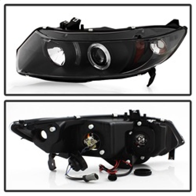 Spyder Honda Civic 06-08 2Dr Projector Headlights LED Halo Black High H1 Low H1 PRO-YD-HC06-2D-HL-BK - eliteracefab.com