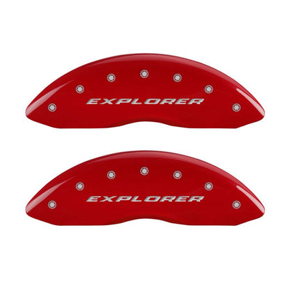 MGP 4 Caliper Covers Engraved Front & Rear Explorer Red finish silver ch MGP
