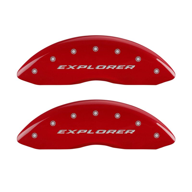 MGP 4 Caliper Covers Engraved Front & Rear Explorer Red finish silver ch MGP