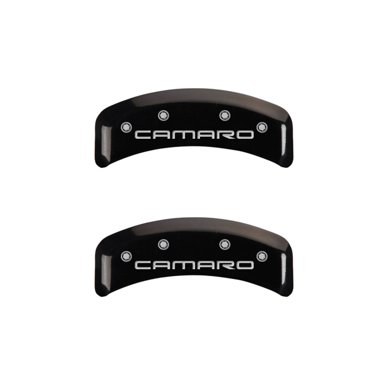 MGP 4 Caliper Covers Engraved Front & Rear Gen 4/Camaro Black finish silver ch MGP