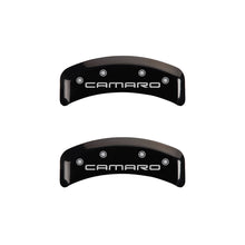 Load image into Gallery viewer, MGP 4 Caliper Covers Engraved Front &amp; Rear Gen 4/Camaro Black finish silver ch MGP