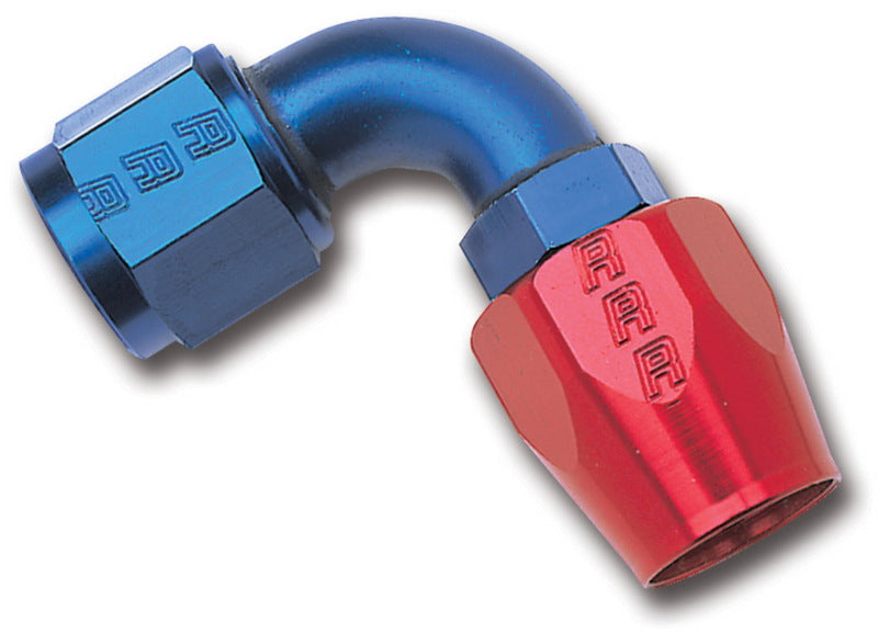 Russell Performance -6 AN Red/Blue 90 Degree Full Flow Hose End - eliteracefab.com