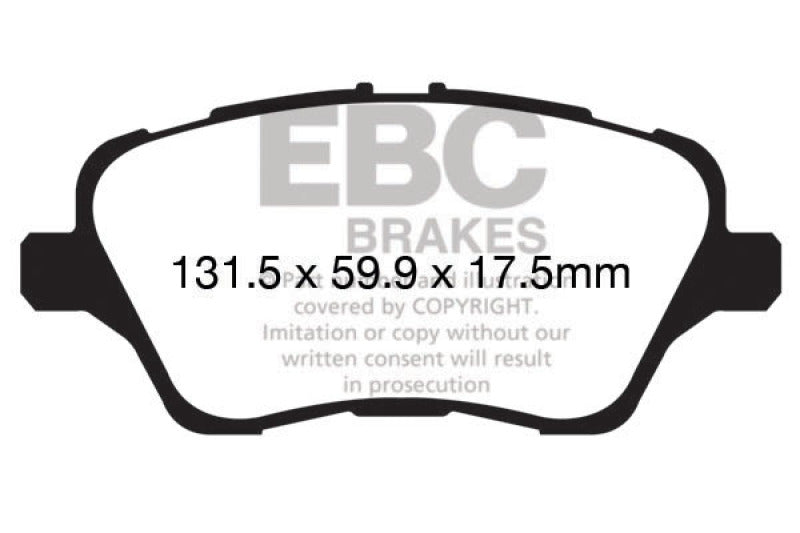 EBC 13+ Ford Fiesta 1.6 Turbo ST Yellowstuff Front Brake Pads - eliteracefab.com