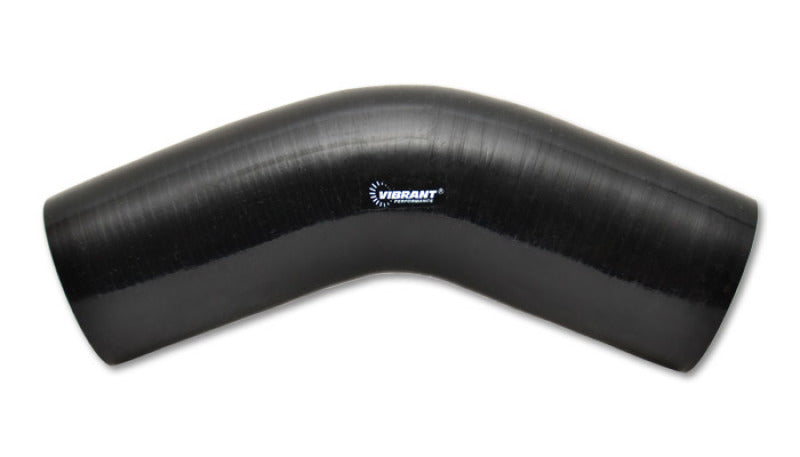 Vibrant 4 Ply Reinforced Silicone Elbow Connector - 5in ID x 4in Leg 45 Deg Elbow (BLACK) - eliteracefab.com
