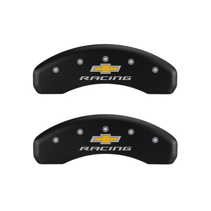 MGP 4 Caliper Covers Engraved Front & Rear Chevy racing Red finish silver ch - eliteracefab.com