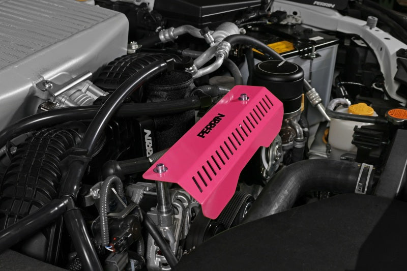 Perrin 22-23 Subaru WRX Pulley Cover (Short Version - Works w/AOS System) - Hyper Pink Perrin Performance