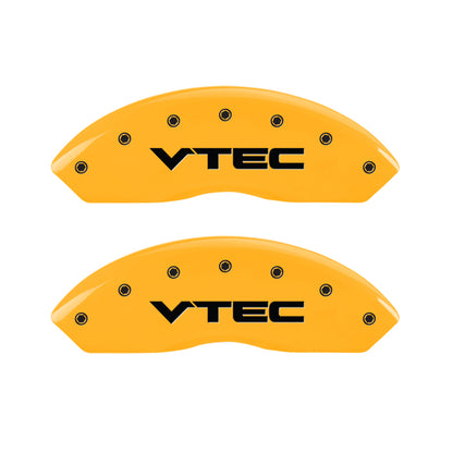 MGP 4 Caliper Covers Engraved Front & Rear Vtech Yellow finish black ch MGP