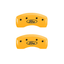 Load image into Gallery viewer, MGP 4 Caliper Covers Engraved Front &amp; Rear Oval logo/Ford Yellow finish black ch MGP