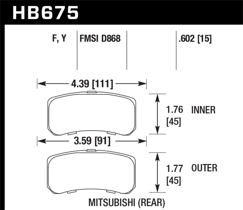 Hawk 09+ Mitsubishi Lancer Ralliart / 08+ Lancer GTS HPS Street Rear Brake Pads - eliteracefab.com