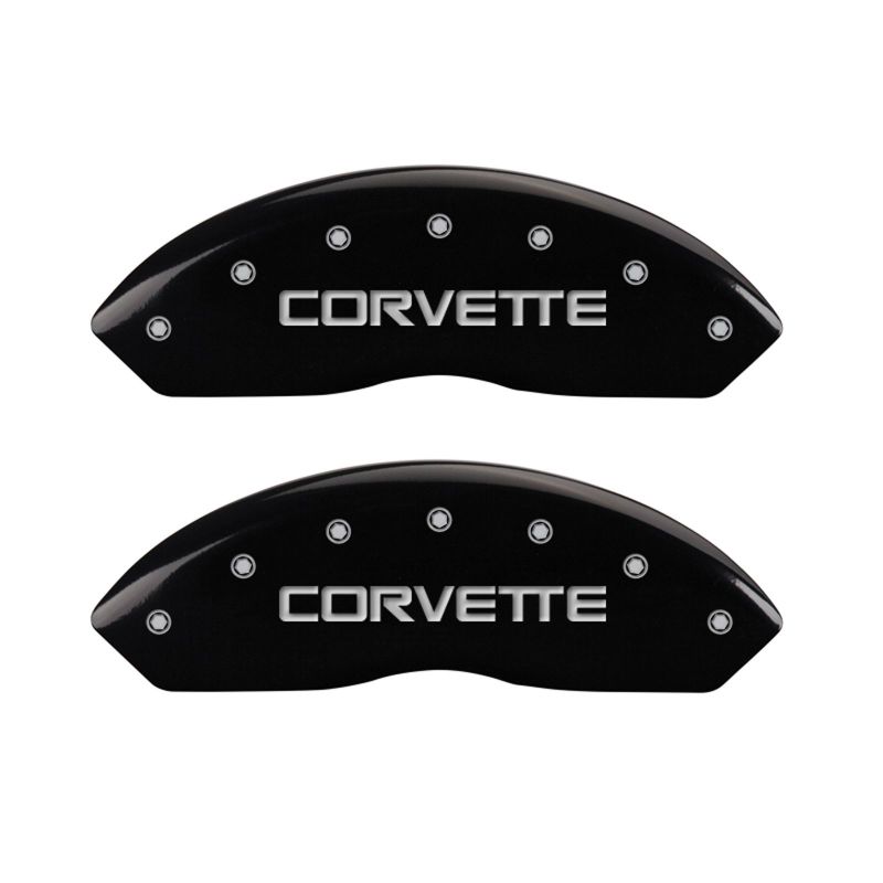 MGP 4 Caliper Covers Engraved F & R C4/Corvette Black Finish Silver Char 1988 Chevrolet Corvette - eliteracefab.com