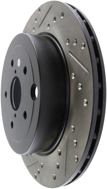 StopTech 08+ Subaru STI (Will Not Fit 05-07) Slotted & Drilled Sport Brake Rotor - eliteracefab.com