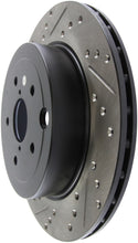 Load image into Gallery viewer, StopTech 08+ Subaru STI (Will Not Fit 05-07) Slotted &amp; Drilled Sport Brake Rotor - eliteracefab.com