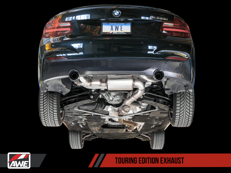 AWE Tuning BMW F22 M235i / M240i Touring Edition Axle-Back Exhaust - Diamond Black Tips (102mm) - eliteracefab.com