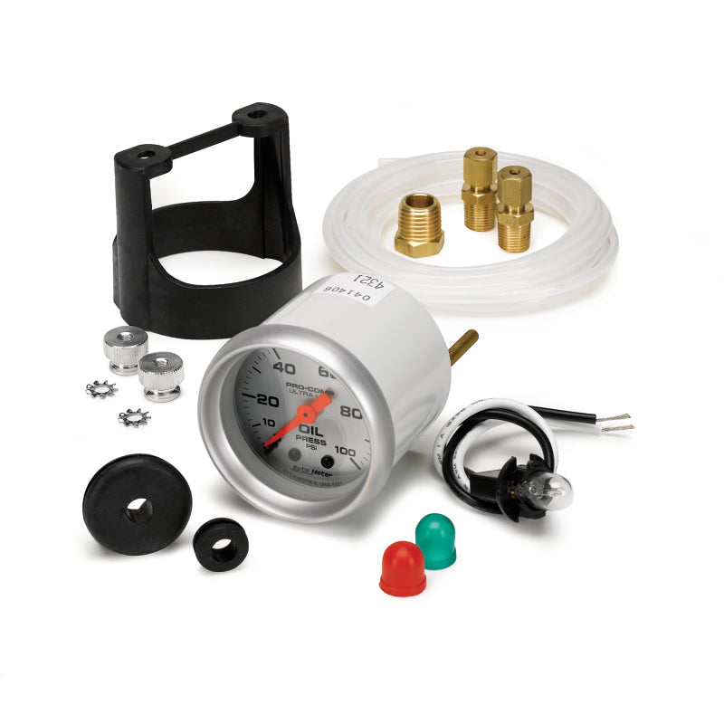 AutoMeter GAUGE; OIL PRESSURE; 2 1/16in.; 100PSI; MECHANICAL; ULTRA-LITE - eliteracefab.com