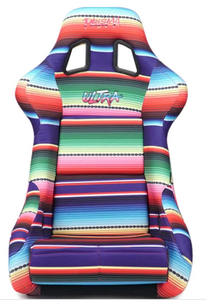 NRG FRP Bucket Seat PRISMA Serepi Edition W/ Red Pearlized Back Mexi-Cali Blanket Print - Large - FRP-302-MEXICALI