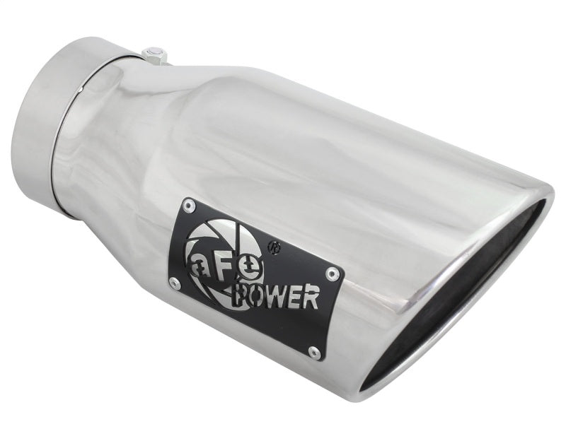 aFe MACH Force-XP 304 SS Right Side Single Wall Polished Exhaust Tip 4in Inlet x 6in Outlet x 12in L aFe