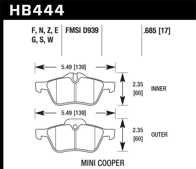 Hawk Performance DTC-30 Front Brake Pads - HB444W.685