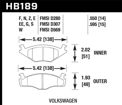 Hawk Blue 9012 Brake Pads Volkswagon - eliteracefab.com