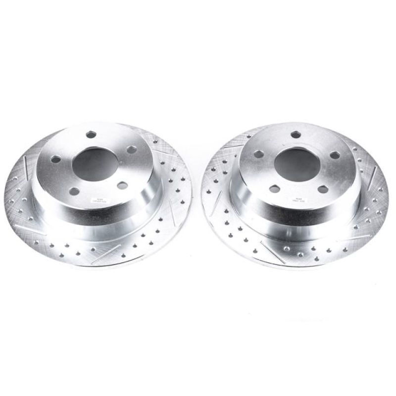 Power Stop 99-04 Jeep Grand Cherokee Rear Evolution Drilled & Slotted Rotors - Pair - eliteracefab.com