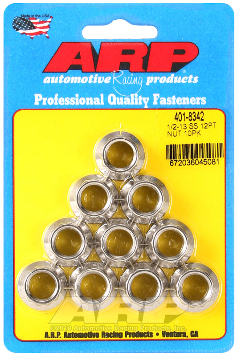 ARP 1/2-13 SS 12pt Nut Kit (Pack of 10) ARP