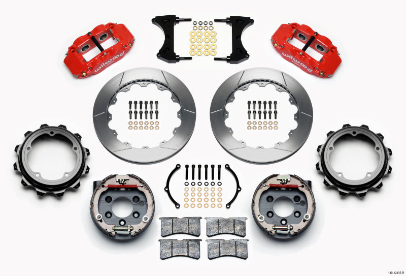 Wilwood Narrow Superlite 4R Rear P-Brk Kit 12.88in Red Strange Eng Floater 3.49in Offset Wilwood