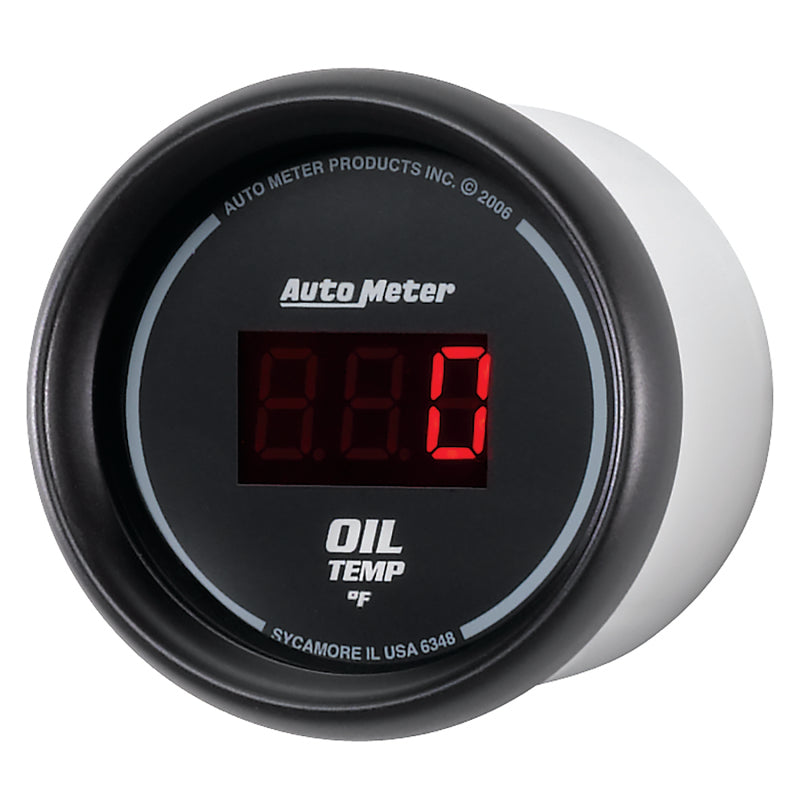 AutoMeter GAUGE; OIL TEMP; 2 1/16in.; 340deg.F; DIGITAL; BLACK DIAL W/RED LED - eliteracefab.com