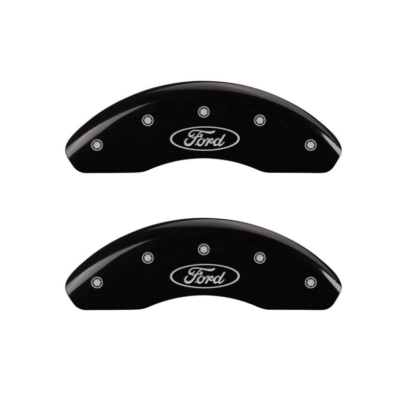 MGP 4 Caliper Covers Engraved Front & Rear Oval logo/Ford Black finish silver ch MGP