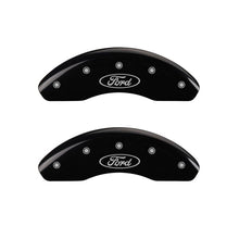 Load image into Gallery viewer, MGP Front set 2 Caliper Covers Engraved Front Oval logo/Ford Black finish silver ch MGP